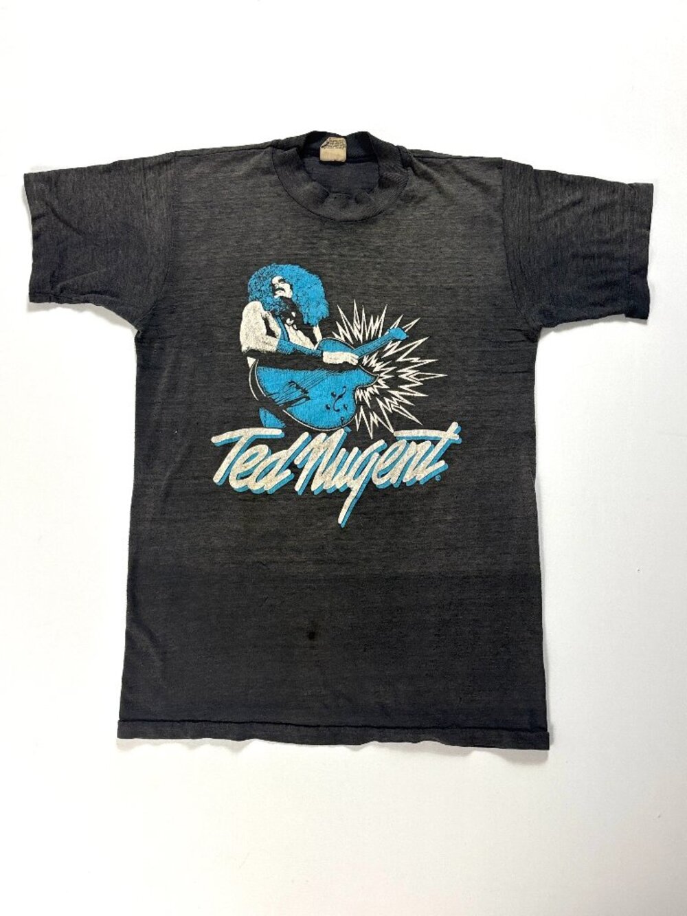 Vintage Ted Nugent T Shirt Gray XS (Tag S) Sheer Band Concert Music Distressed